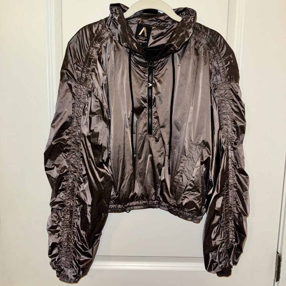 Athleta Cropped Windbreaker Jacket – Shiny Dark Taupe (XL)